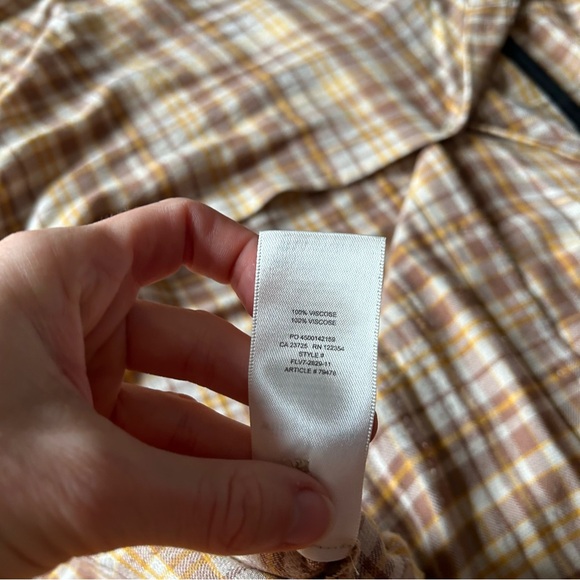 Aritzia Wilfred Free Tan Plaid Button Down Flannel Shirt - Picture 11 of 11